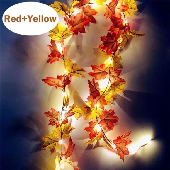 "6.6 FT Maple Leaf Garland String Light, 20 LED Fall Maple Leaf Thanksgiving - Picture 3 of 10